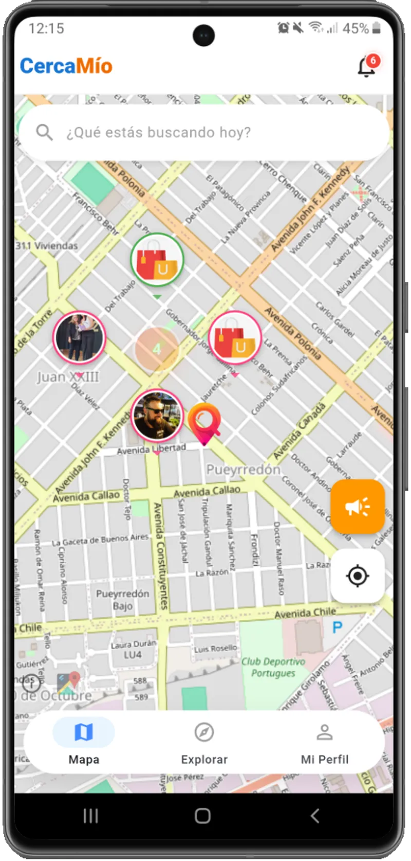 App CercaMío en funcionamiento